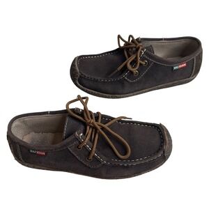 Xiu Xian Women's Dark Brown Suede Wallabee Loafers Lace Up Shoes EU 38 7.5/8